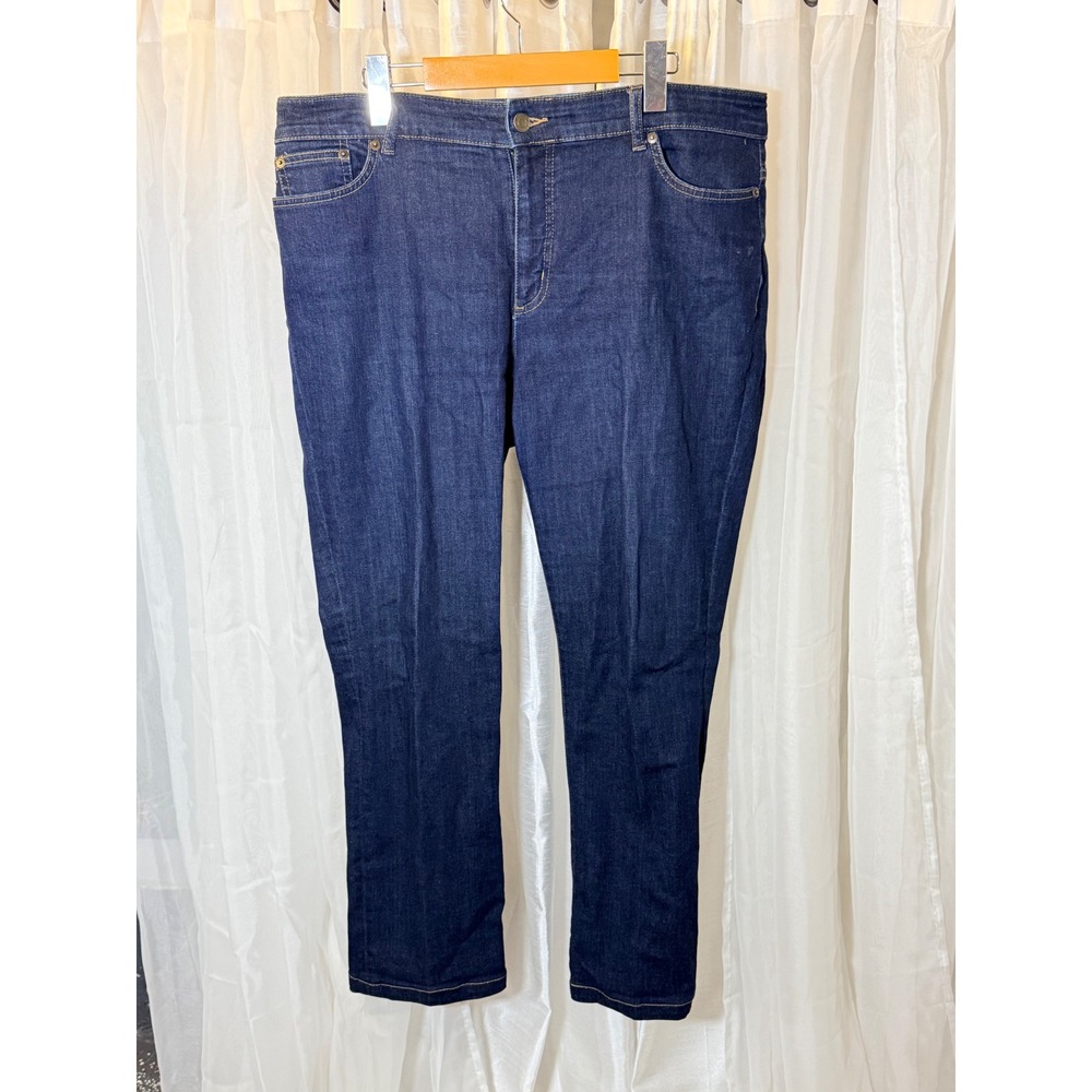 Lauren Ralph Lauren Jeans Womens 14P Blue Dark Wash Straight Leg Stretch Denim